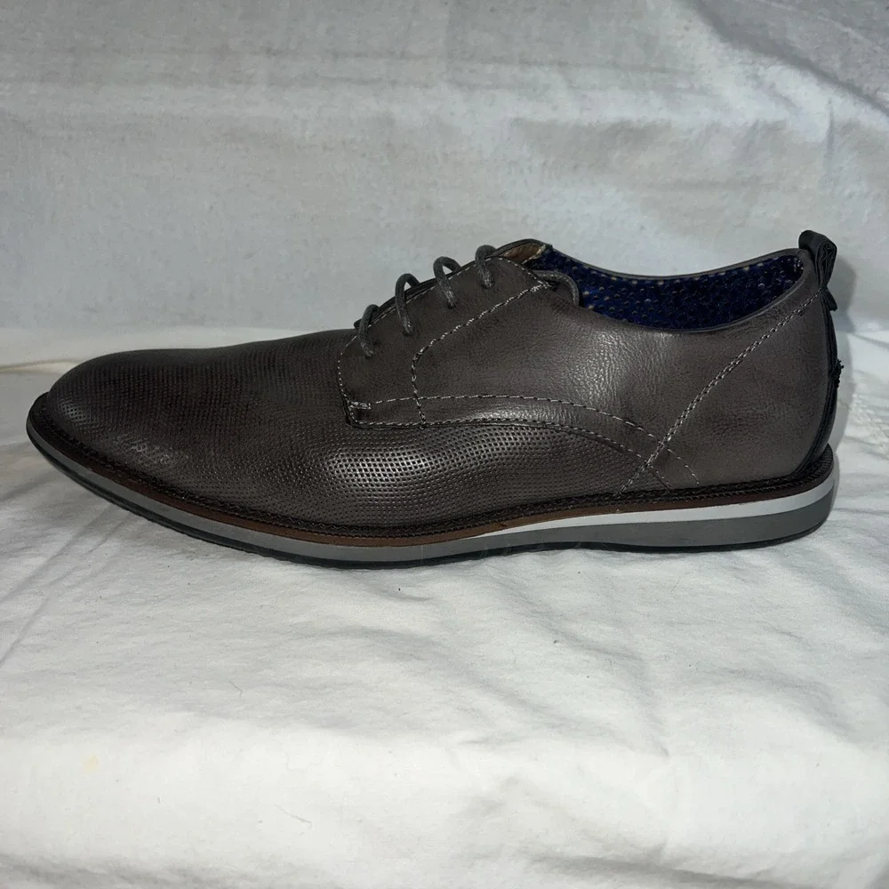 Steve Madden Saben Oxfords Hamis Gray Faux Leather Career Formal Mens Sz 8.5